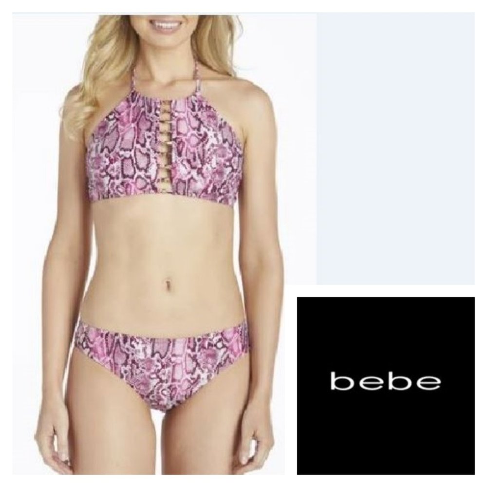 bebe hight neck w/beaded stirap cheeky hipster bot